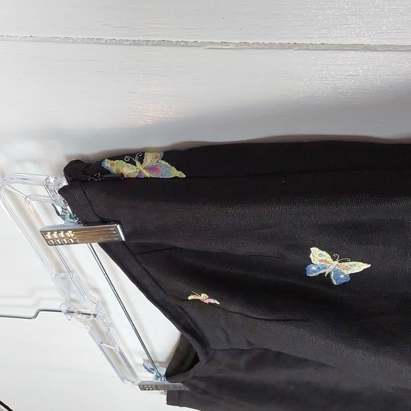 Talbots Irish Linen Black Trousers Novelty Bug/butterfly Embellish Pants Sz.12 - Picture 6 of 16